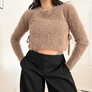 Naked wardrobe side tie crop sweater